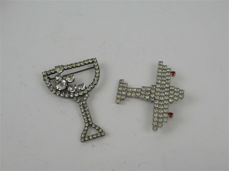 Two Vintage Dorothy Bauer Rhinestone Pins