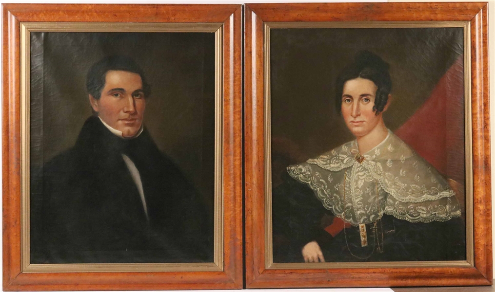 Oil on Canvas, Portraits of Husband and Wife