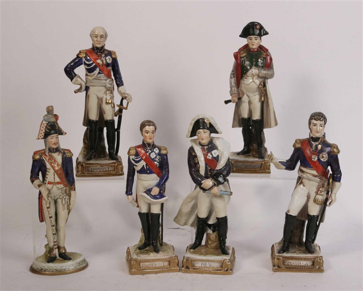 Six Porcelain French Military Officers Figures