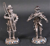 Two Silver Metal Musician Figures