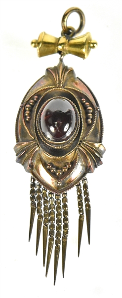 Victorian Gold & Garnet Tassel Mourning Pendant