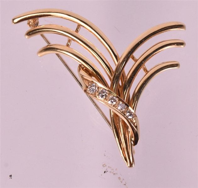 Jankner 14K Yellow Gold Diamond Swirl Pin