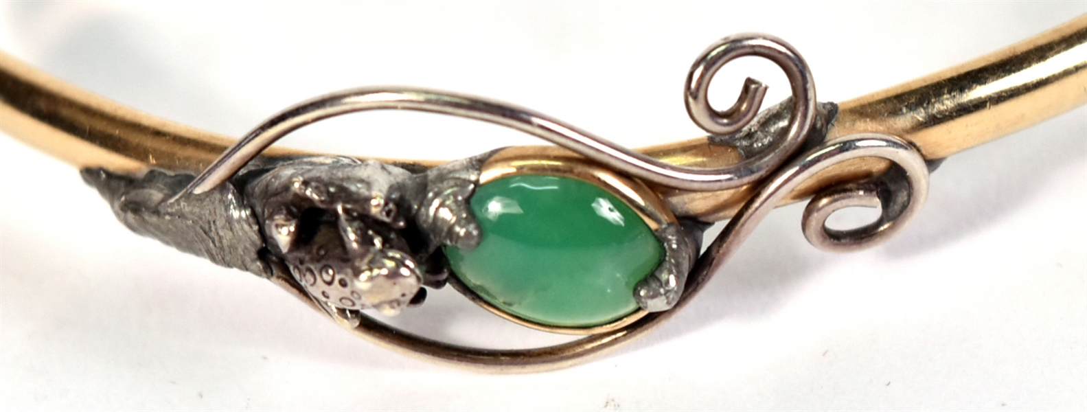 Silver and Green Hardstone Studio Bangle Bracelet