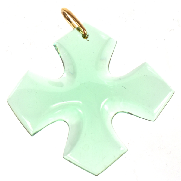 Baccarat Green Crystal Maltese Cross Pendant