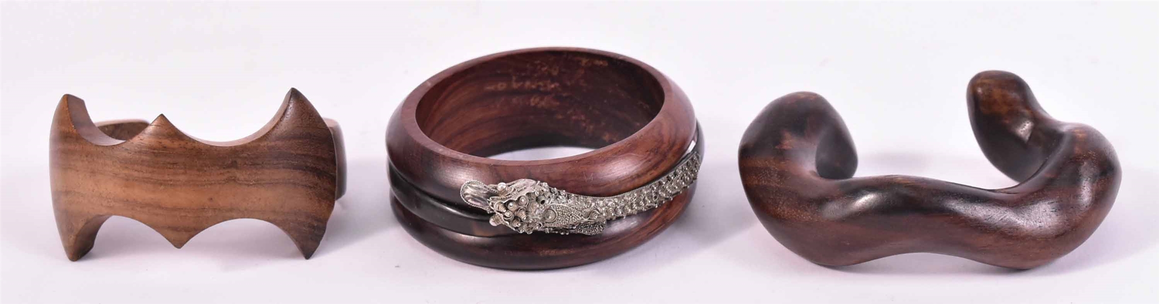 Three Wooden Bangle Bracelets