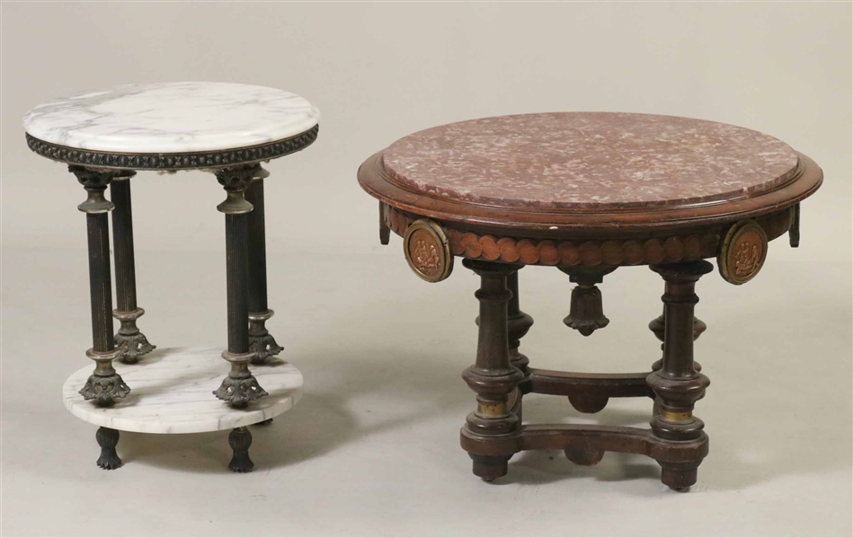 Victorian Mahogany Marble Top Round Low Table