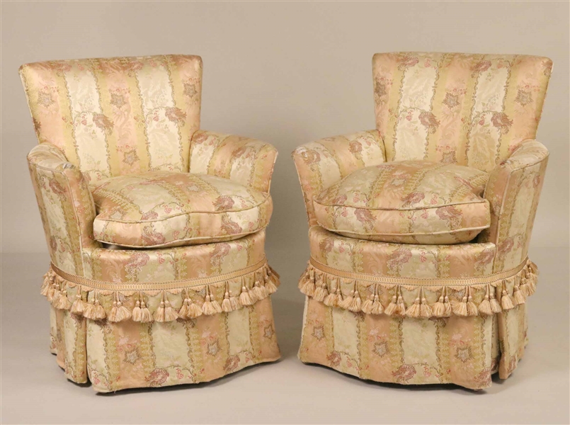 Pair of Upholstered Diminutive Club Chairs