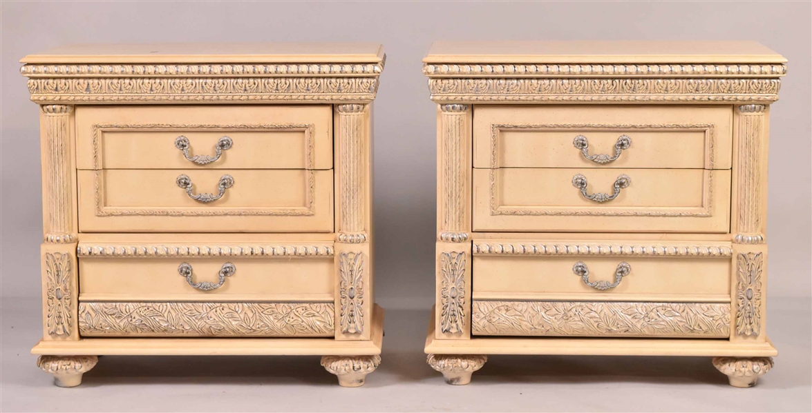 Pair of Renaissance Style Painted Bedside Cabinet