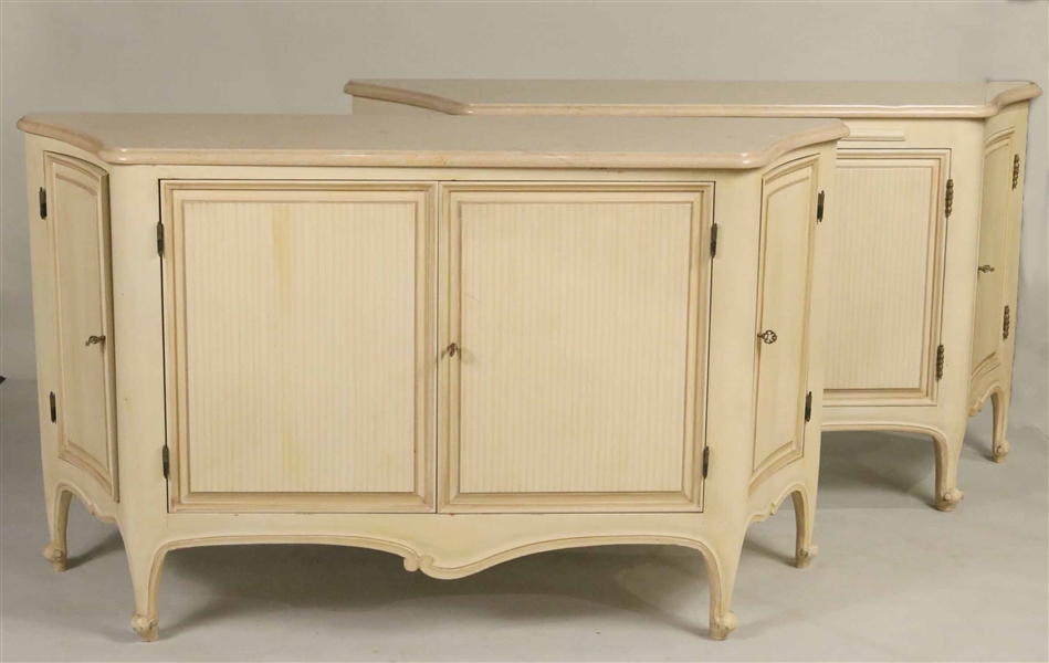 Pair of Louis XV Style White Painted Cabinets