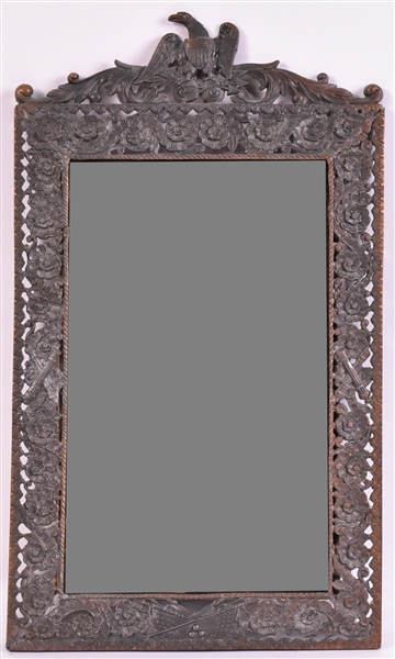 Patinated Metal Eagle-Decorated Diminutive Mirror