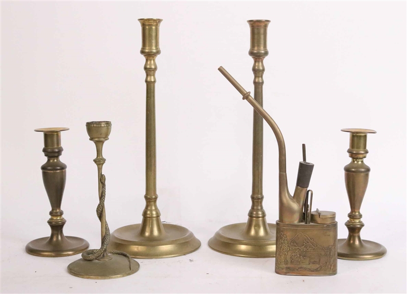 Five Brass Candlesticks