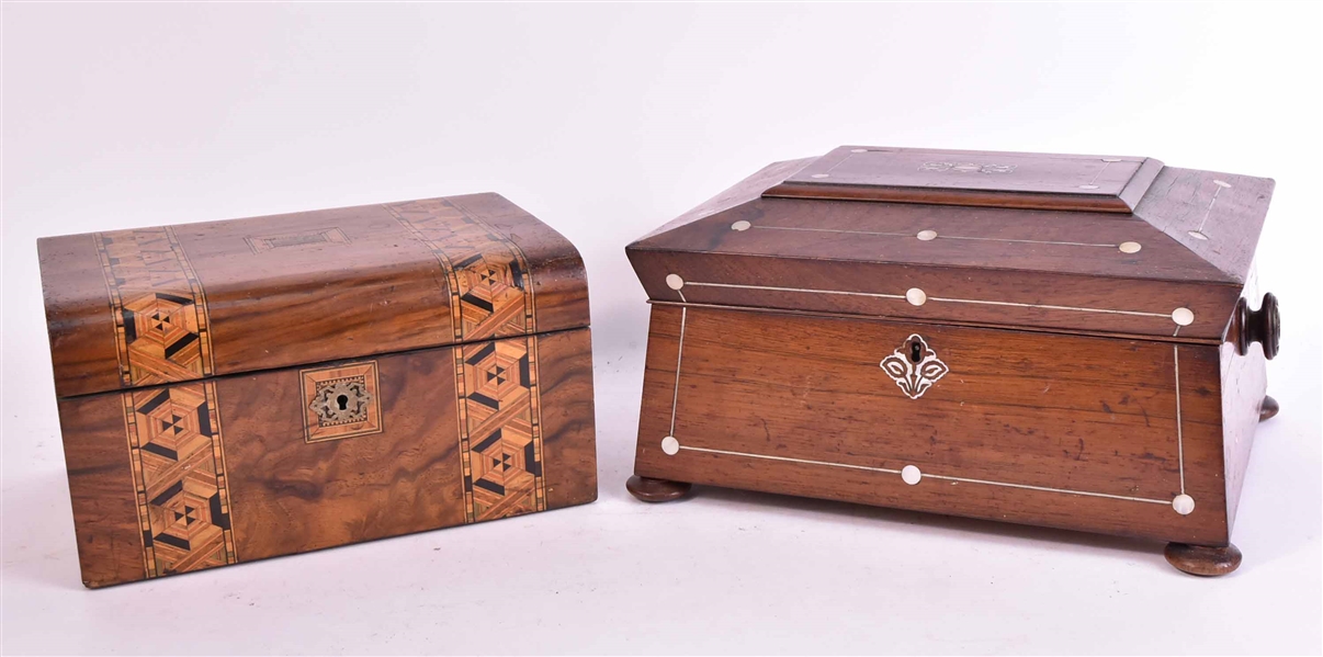 Two Inlaid Wood Boxes