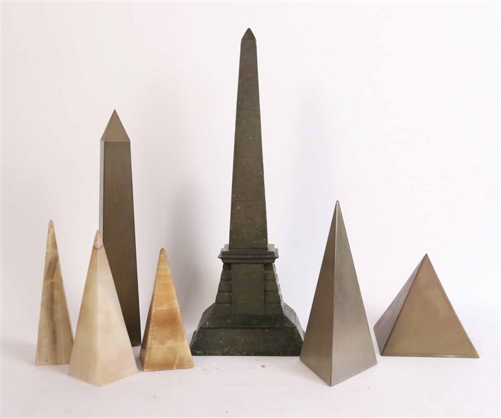 Seven Metal and Stone Obelisks and Pyramids