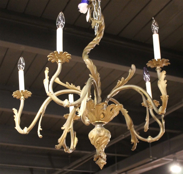 Louis XVI-Style Brass Five-Light Gasolier