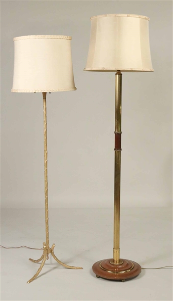 Two Contemporary Brass Floor Lamps