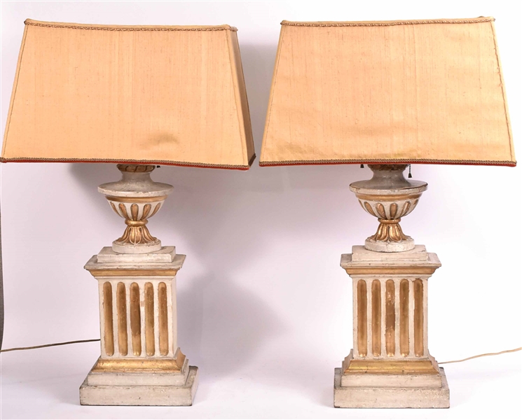 Pair of Neoclassical Style Painted Table Lamps