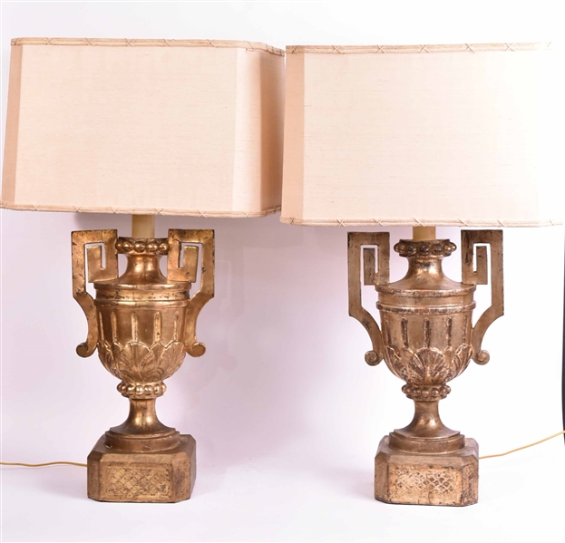 Pair of Neoclassical Style Painted Table Lamps