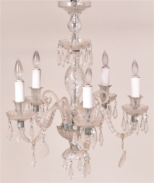 George III Style Five-Light Crystal Chandelier