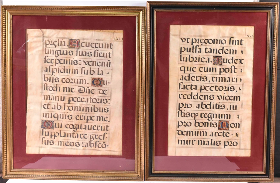 Two Framed Illuminated Manuscript Pages