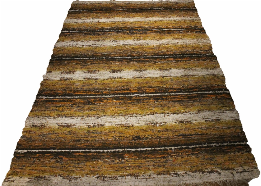 Shag Carpet in Earthtone Stripes