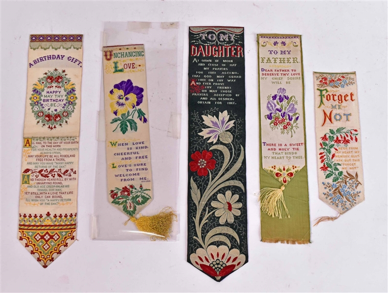 Four T. Stevens, Silk Stevengraph Bookmarks