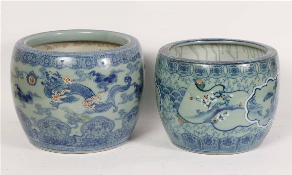 Two Chinese Blue and White Jardinieres 