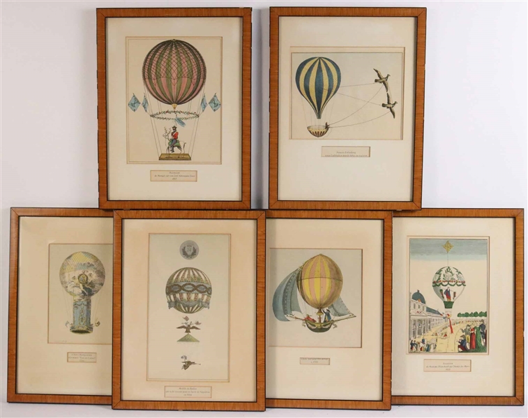 Six Lithographs of Hot Air Balloons