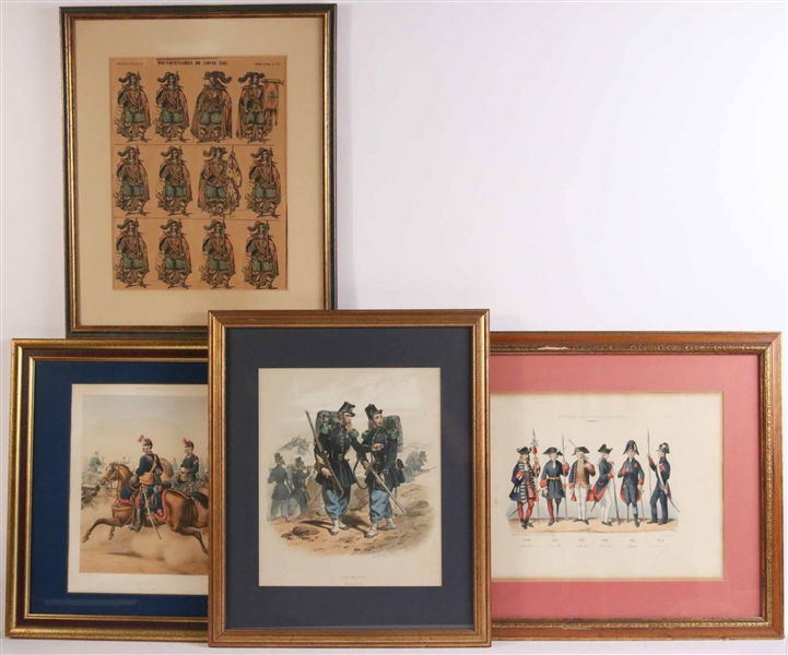 Four Prints of French Soldiers