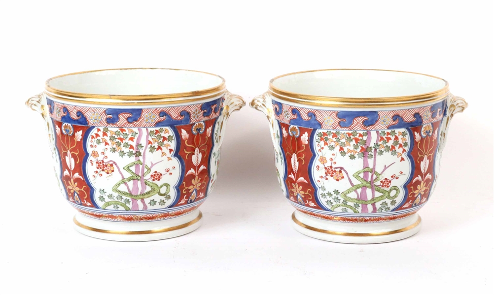 Pair of Worcester Porcelain Cache Pots