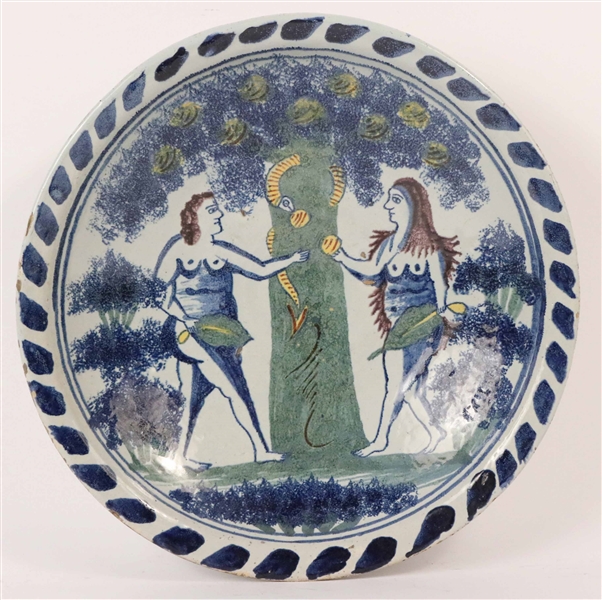 Bristol Delftware Adam & Eve Charger