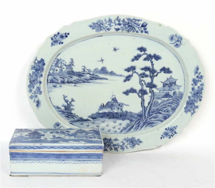 Chinese Blue and White Porcelain Oval Platter