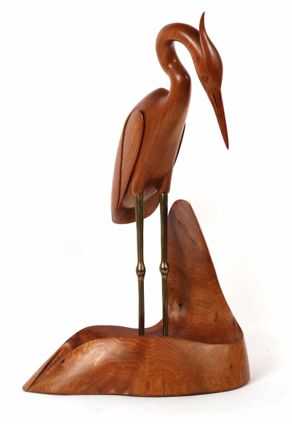 Carved Wood Sculpture, Ric Eland, Heron