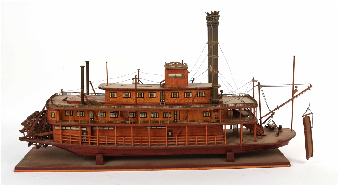 Wood Ship Model of a Steamboat