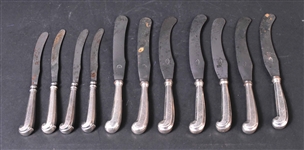 Eleven English Silver Pistol Handled Knives