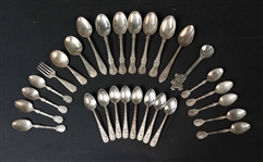 Set of Five Tiffany English King Silver Teaspoons