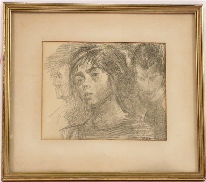 Pencil Drawing, Three Figures, Raphael Soyer