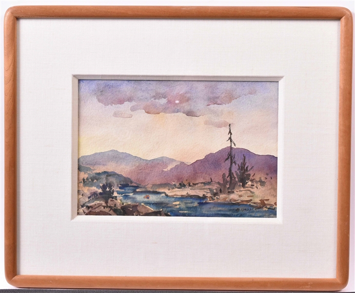 Watercolor Sunset over Mountains, Henry Gasser