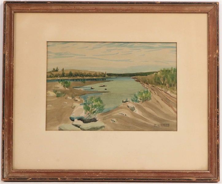 Watercolor, Shoreline, Robert Newton Hurley