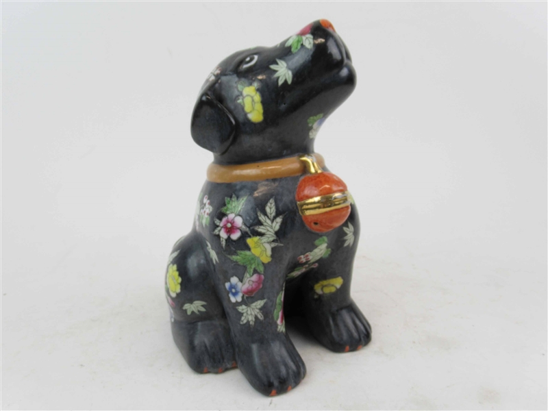 Chinese Floral Decorated Porcelain Dog