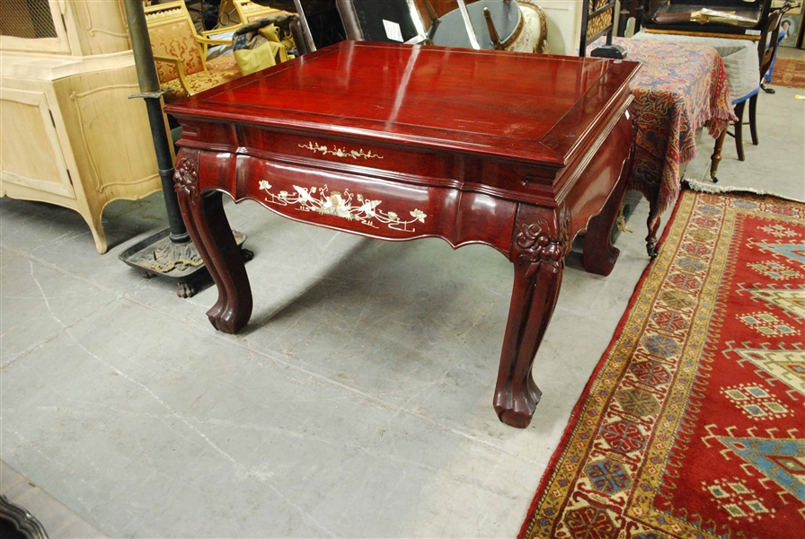 Chinese Mother-of-Pearl Inlaid Hardwood Table