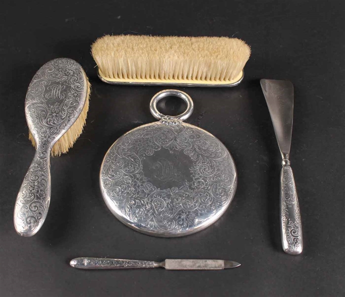 Gorham Sterling Silver Five Piece Dresser set