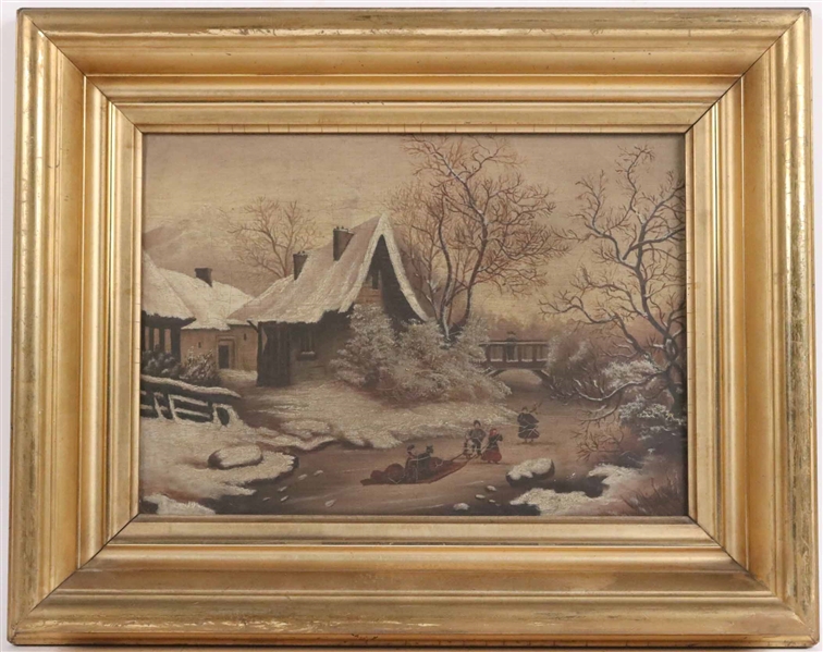 Oil on Canvas Winter Scene