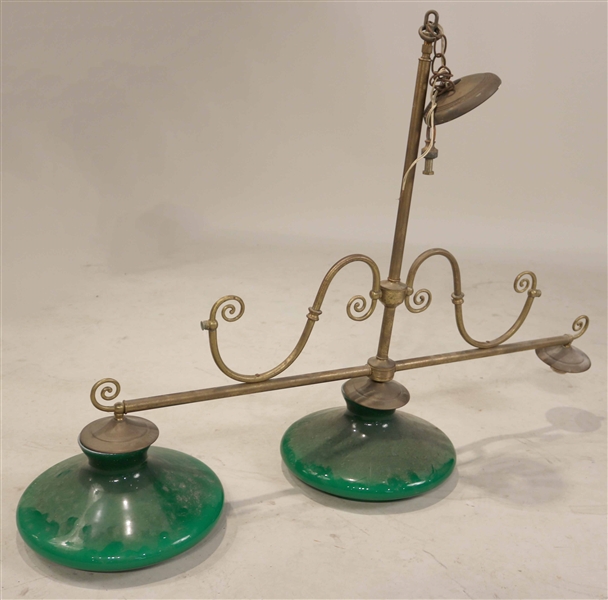 Contemporary Brass & Glass 3-Light Billiard Lamp