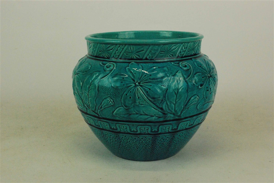 Burmantofts Faience Turquoise Jardiniere Planter