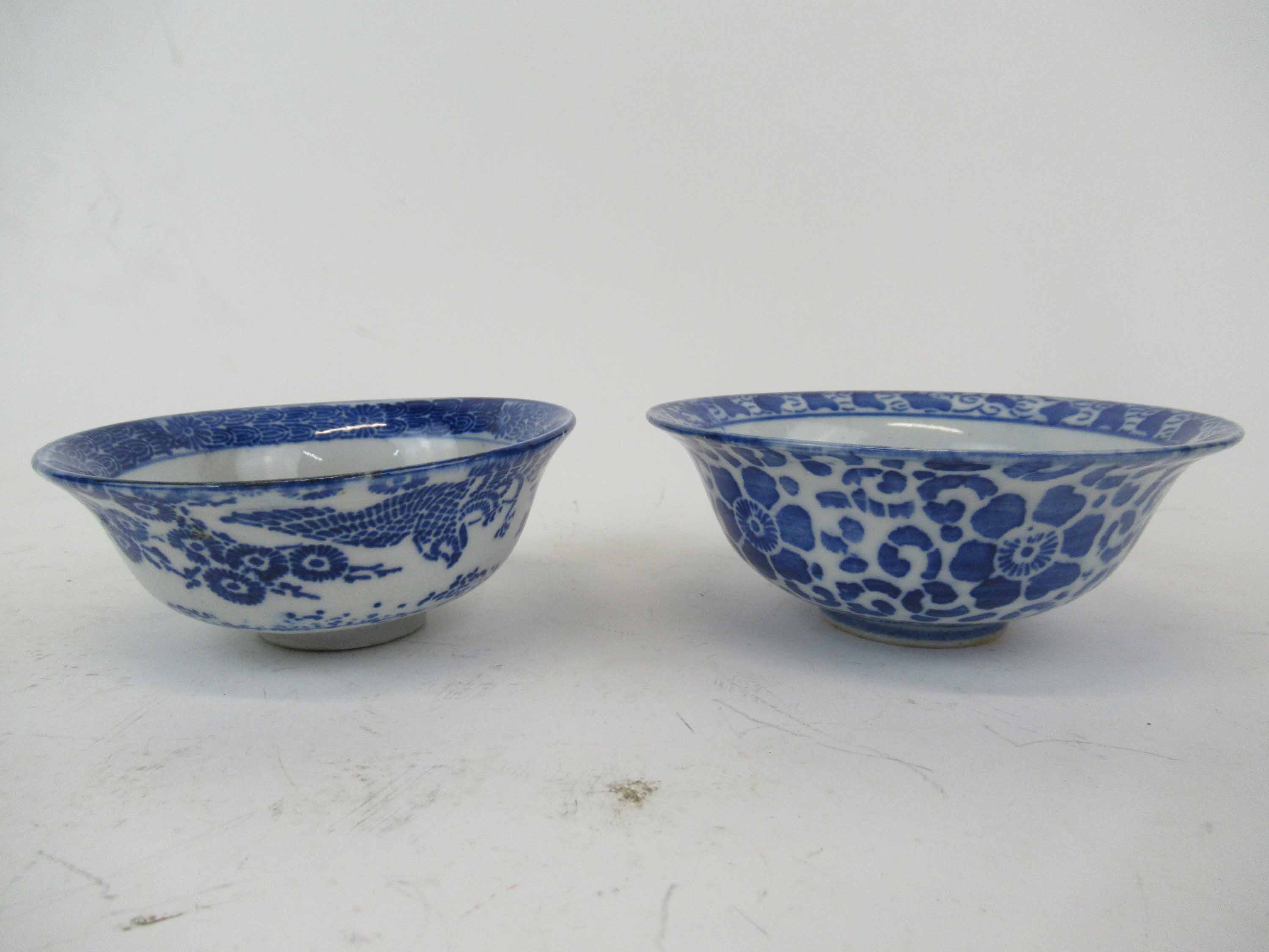 Lot Detail - Two Antique Blue and White Chinese Bowls