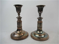 Antique Pair of Silver Adjustable Candlesticks