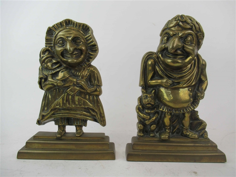 Pair of Brass Punch and Judy Door Stops