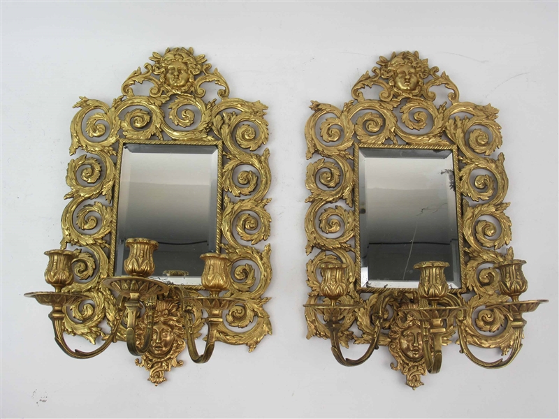 Pair of Victorian 3 Light Wall Sconces