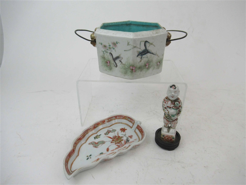 Chinese Porcelain Hexagonal Enamel Cache Pot 