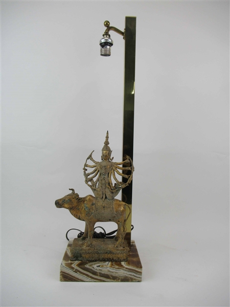 Gilted Metal Hindu Statue on Oxen